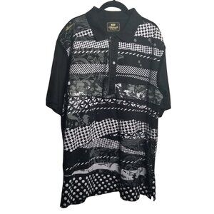 Akademiks Men's Black Graphic Goth Punk Streetwear Polo Art to Wear Shirt Sz XL